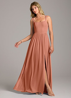Azazie Rosaline Bridesmaid Dresses MAI TAI A-Line Side Slit Chiffon Dress image1