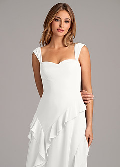 Azazie Sloane Bridesmaid Dresses White A-Line Sweetheart Neckline Chiffon Dress image7