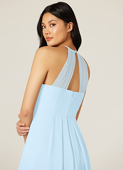 Azazie Sarah Bridesmaid Dresses Sky Blue Empire Pleated Chiffon Dress image7