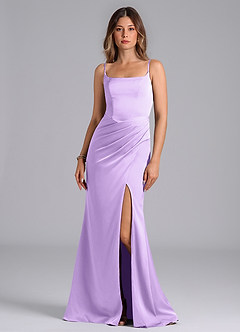 Azazie Donielle Bridesmaid Dresses Lilac Mermaid Corset Stretch Satin Dress image3