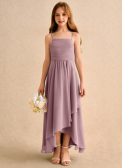 Azazie Twilight Dance Junior Formal Flower Girl Dresses Dusty Rose A-Line Pleated Chiffon Dress image3