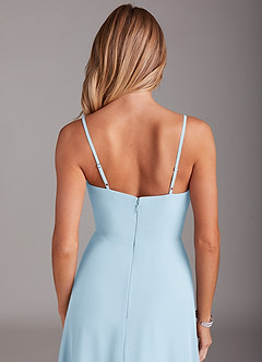 Azazie Breonna Brautjungfernkleider A-Linie Herzausschnitt Chiffon Kleid Himmelblau image6