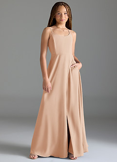 Azazie Moira Junior Agave A-Line with Pockets Chiffon Dress image1