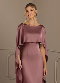 Azazie Eli Mother of the Bride Dresses Vintage Mauve Sheath Boatneck Stretch Satin Dress image5