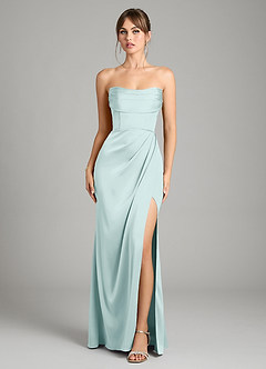 Azazie Johana Vestidos de damas de honor Vestido de Neblina de Satén Elástico de Corte Sirena Convertible con Vestidos sin tirantes image9