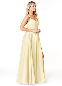 Azazie Chanel Bridesmaid Dresses Lemon Sorbet A-Line Pleated Chiffon Dress image4