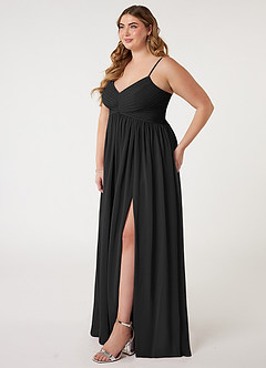 Azazie Alia Bridesmaid Dresses Black A-Line Pleated Chiffon Dress image8