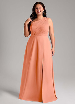 Azazie Phaedra Bridesmaid Dresses Sunset A-Line One Shoulder Chiffon Dress image11