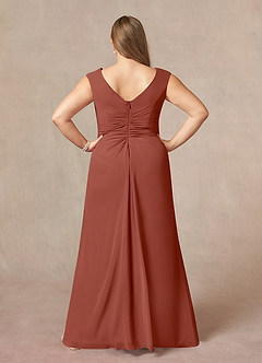 Azazie Sally Final Sale Auburn A-Line V-Neck Pleated Chiffon Dress image7
