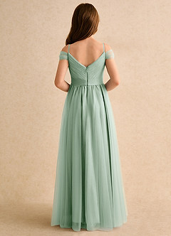 Azazie Yuna Junior Formal Sukienki dla dziewczynek sypiących kwiaty Linia A Zza ramienia Tiul Długość podłogi Sukienka image2