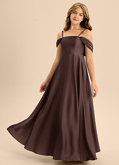 Azazie Rowena Junior Ganache A-Line Bow Stretch Satin Dress image6