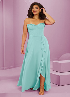 Barbie ♥ Azazie Bridesmaid Dresses Aqua A-Line Sweetheart Neckline Chiffon Dress image8