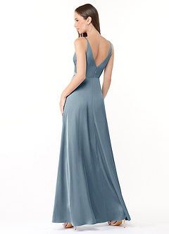 Azazie Dalilah Bridesmaid Dresses A-Line V-Neck Pleated Stretch Satin Floor-Length Dress image2