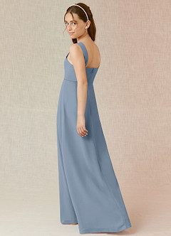 Azazie Denice Junior Dusty Blue A-Line Chiffon Dress image2