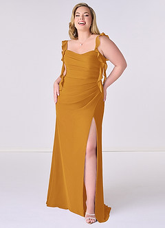 Barbie ♥ Azazie Bridesmaid Dresses Butterscotch Mermaid Corset Chiffon Dress image7