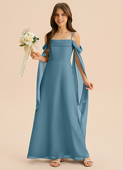 Azazie Moana Junior Linia A Pofałdowany Szyfon Długość podłogi Młodsza druhna Sukienka image4