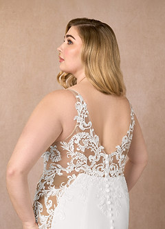 Azazie Estephanie Wedding Dresses Diamond White Caramel Mermaid Sequins Stretch Crepe Dress image11
