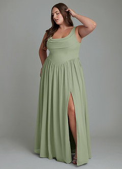 Azazie Novi Bridesmaid Dresses Pistachio A-Line Pleated Chiffon Dress image9