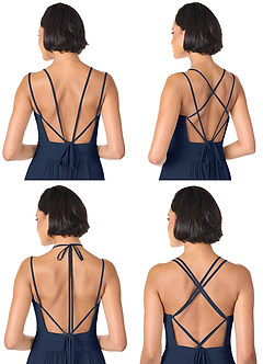 Azazie Farren Vestidos de damas de honor Vestido de Azul Marino Oscuro de Gasa de Corte en A Convertible con Plisado image9