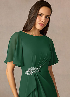 Azazie Rain Abiti per la Madre della Sposa Abito Tubino in Chiffon Perline Verde Scuro image10