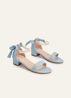 front Pärla och rosett öppen tå blockklackar för småbarn, stora barn