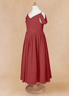 Azazie Chelle Flower Girl Dresses Rust A-Line Pleated Chiffon Dress image8