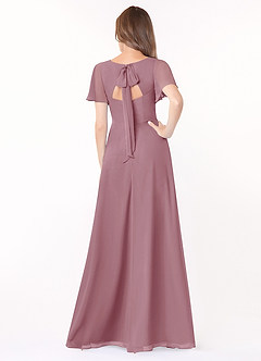 Azazie Kimber Bridesmaid Dresses Vintage Mauve A-Line Flounce Sleeve Chiffon Dress image2