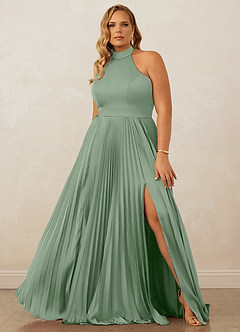 Christian Siriano Bridal for Azazie 1007 Bridesmaid Dresses Matcha A-Line Pleated Stretch Satin Dress image8