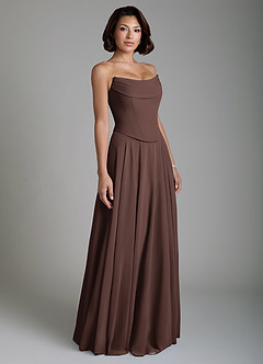 Azazie Ira Bridesmaid Dresses Ganache A-Line Corset Chiffon Dress image6