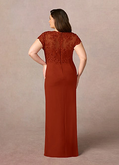 Azazie Carmen Mother of the Bride Dresses Rust Sheath Lace Dress image9