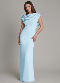 Azazie Hadley Bridesmaid Dresses Sky Blue Mermaid Pleated Chiffon Dress image7