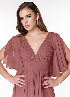 Azazie Temeka Abiti da Damigella Abito A-Line in Chiffon Increspato Ametista image6