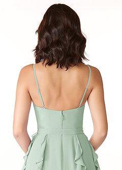 Azazie Peyton Jurken voor bruidsmeisjes Jurk van Chiffon met A-Lijn Ruches Agave image3