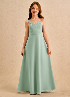 Azazie Hollie Girls Formal vestidos de niña de las flores Vestido de Agave de Gasa de Corte en A con Escote de Corazón image4