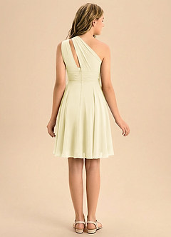 Azazie Charlize Junior Lemon Sorbet A-Line Pleated Chiffon Dress image2