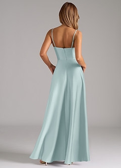 Azazie Elle Bridesmaid Dresses Mist A-Line Pleated Stretch Satin Dress image7