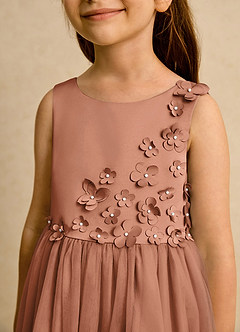 Azazie Malva Flower Girl Dresses Bronzer Ball-Gown Bow Tulle Dress image5