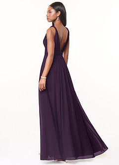 Azazie Maren Bridesmaid Dresses Plum A-Line Pleated Chiffon Dress image4