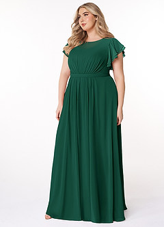 Azazie Daphne Modest Bridesmaid Dresses A-Line Ruffled Chiffon Floor-Length Dress image8