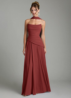 Azazie Gabriela Bridesmaid Dresses Terracotta A-Line Corset Chiffon Dress image1