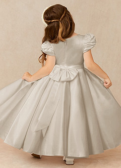 Azazie Jewel Flower Girl Dresses Frost Ball-Gown Pleated Matte Satin Dress image2