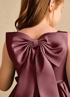 Azazie Jessie Flower Girl Dresses Desert Rose A-Line Bow Matte Satin Dress image7