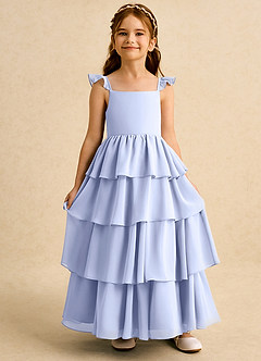 Azazie Boba Blumenmädchenkleider A-Linie Rechteckiger Ausschnitt Chiffon Kleid Eis image6