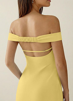 Gwendonme Pastel Yellow Satin Crystal Linen Prom Dress image6