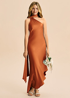 Azazie Briony Junior Etui Plissee Stretch-Satin Kleid Kanel image5