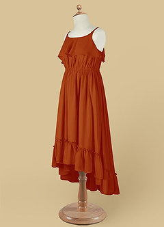Azazie Karmen Flower Girl Dresses Paprika A-Line Ruched Chiffon Dress image10
