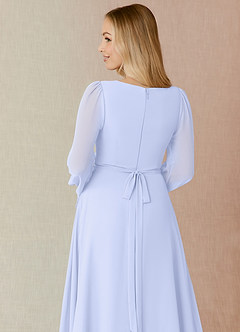 Azazie Leonia Bridesmaid Dresses Lavender A-Line Long Sleeve Chiffon Dress image7