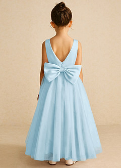 Azazie Pumpkin Flower Girl Dresses Sky Blue A-Line Convertible Tulle Dress image6