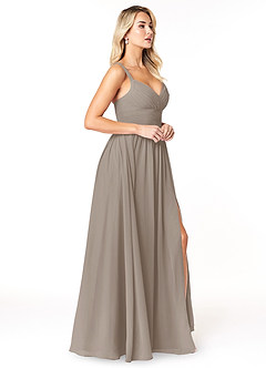 Azazie Chanel Bridesmaid Dresses Taupe A-Line Pleated Chiffon Dress image4
