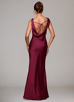 Azazie Rylina Bridesmaid Dresses Burgundy Mermaid Stretch Satin Dress image5